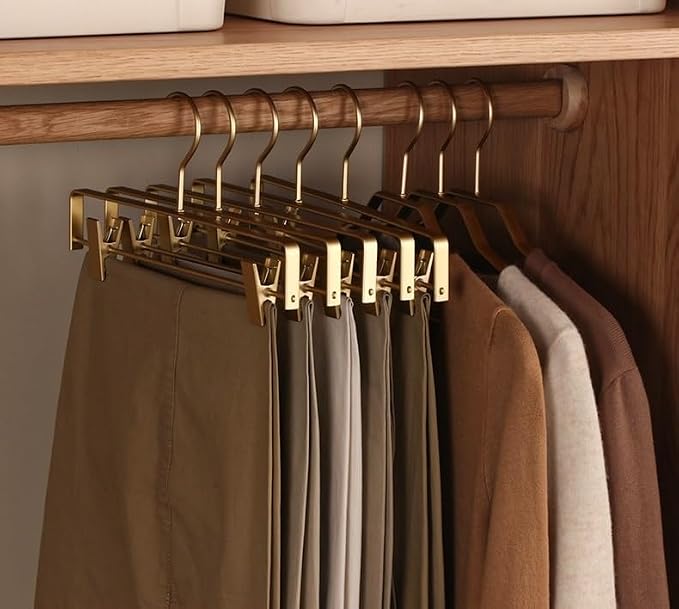 Premium Matte Gold Aluminum Pants Clip Hanger 10 Pack, Extra Smooth & Durable - Image 5