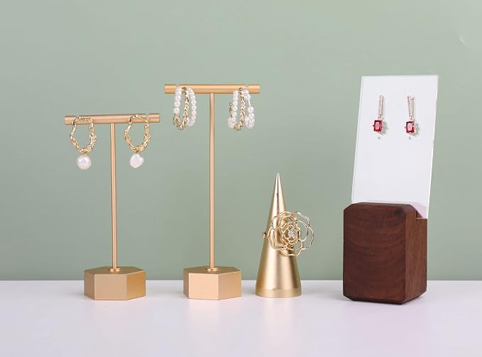 Gold Metal Earring T Bar Stand, Single small earring hanger display, Retail - Image 5