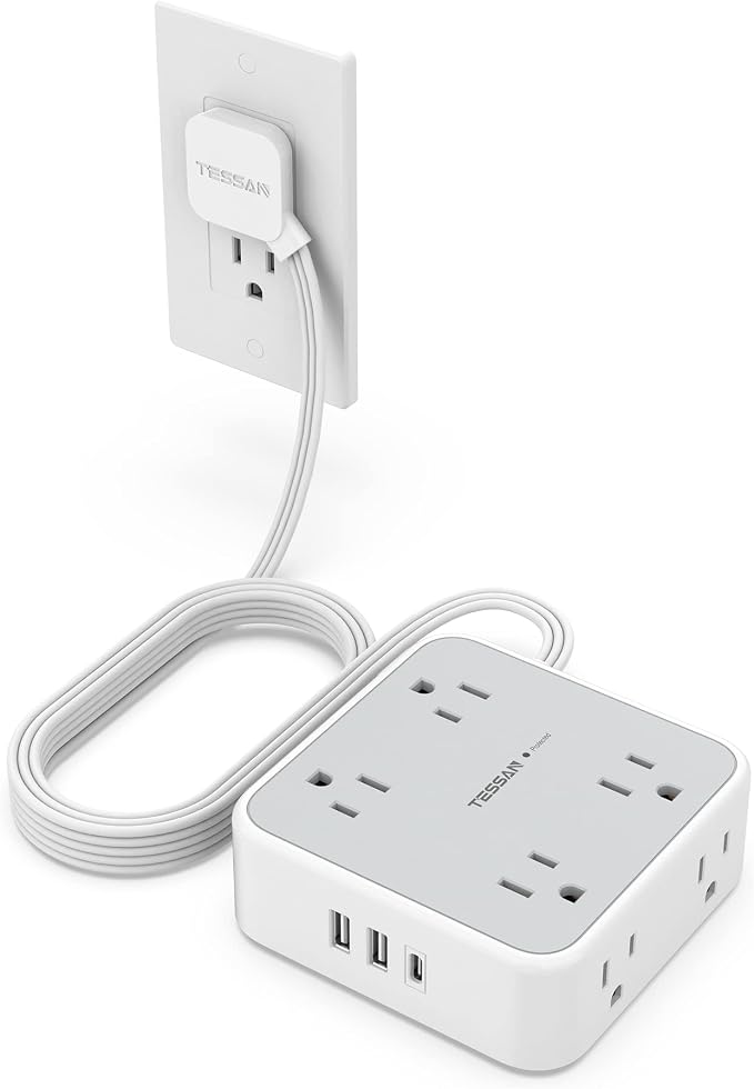 TESSAN Power Strip Surge Protector 10 Ft Cord, 8 AC Outlets, 3 USB Charger by TESSAN