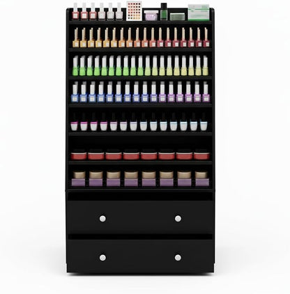Nail Polish Rack with 2 Drawers, Salon Display & Storage Cabinet with Acrylic - Image 9