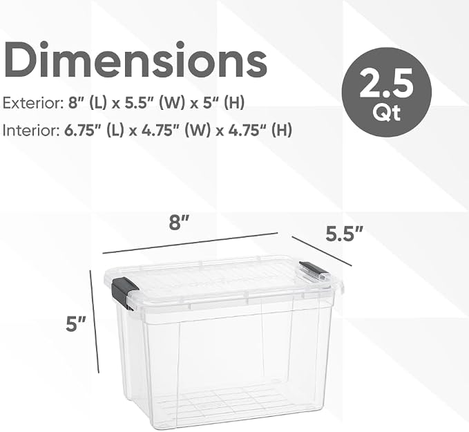 Superio Storage Bins with Lids- 6 Pack, 2.5 Qt Clear Boxes - Image 3
