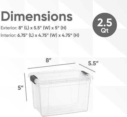Superio Storage Bins with Lids- 2 Pack, 2.5 Qt Clear Boxes - Image 2
