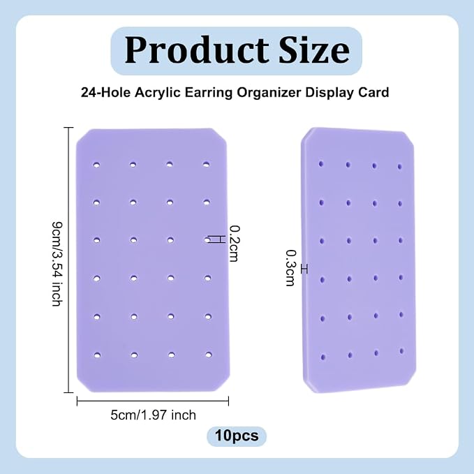 OLYCRAFT 10Pcs Portable Acrylic Earring Organizer 24 Holes Purple Acrylic - Image 2