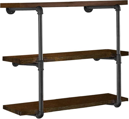 HITOMEN Industrial Iron Pipe Shelves, 2 Set 3-Tier, DIY Open Bookshelf Bookcase by HITOMEN