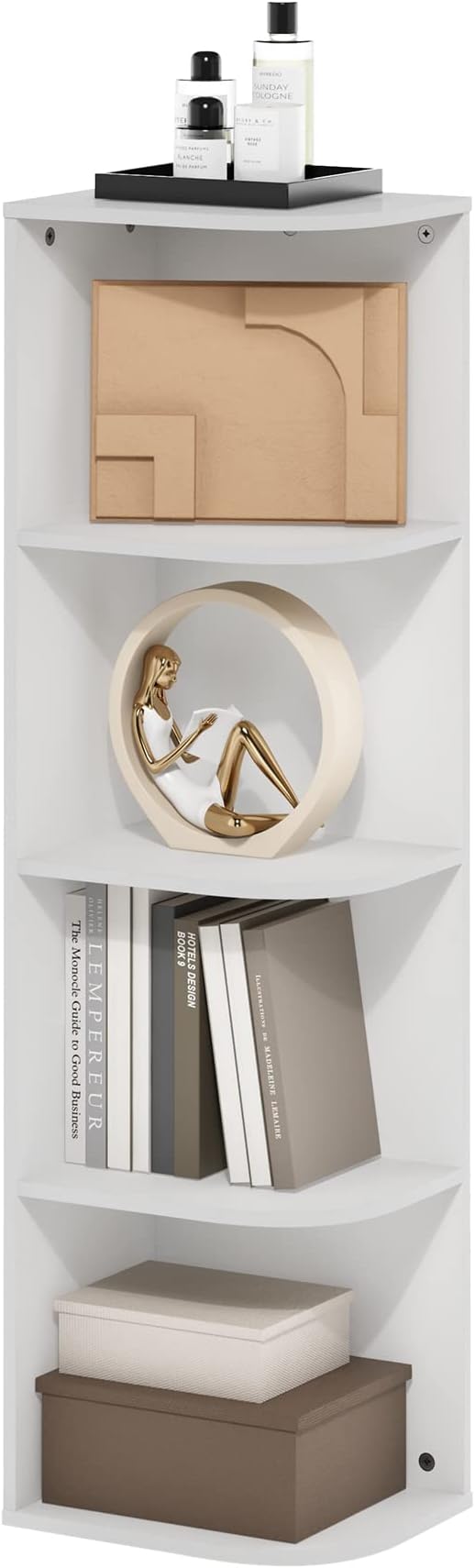 Furinno Pasir 4-Tier Corner Open Shelf Bookcase by Furinno-FitsYourSpaceFitsYourBudget