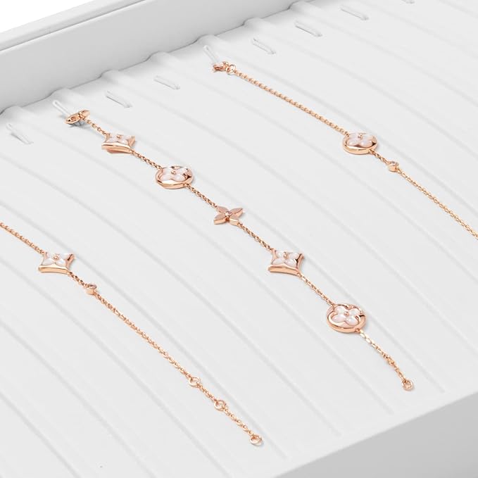 Oirlv Premium White Leather Stackable Jewelry Tray 18 Gird Necklace Bracelet - Image 6