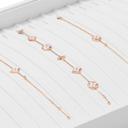 Oirlv Premium White Leather Stackable Jewelry Tray 18 Gird Necklace Bracelet - Image 6