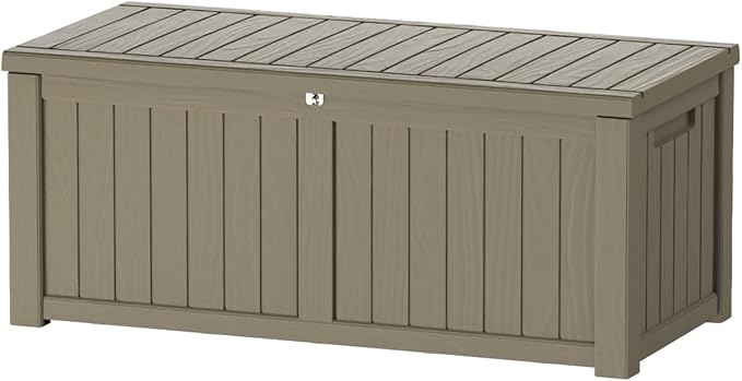 150 Gallon Outdoor Storage Box Patio Deck Box Waterproof, Resin Lockable by Decksplore%E2%80%94BuiltforOutdoor