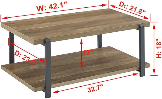 FOLUBAN Industrial Coffee Table - Image 2