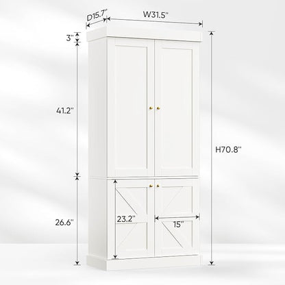 ivaniti 70.8" Bookshelf with Glass Doors, Farmhouse Modular Bookcase with - Image 3