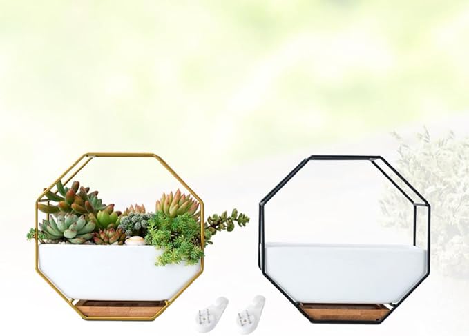 Hemoton Octagonal Geometric Wall Hanging Flower Pot Set - Image 8