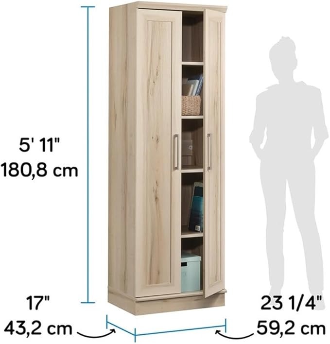 Sauder HomePlus Two Door Storage Cabinet/Pantry Cabinet, Pacific Maple Finish | - Image 3