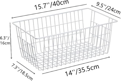 Slideep Farmhouse Metal Wire Basket, Fridge Freezer Storage Organizer Bins - Image 2