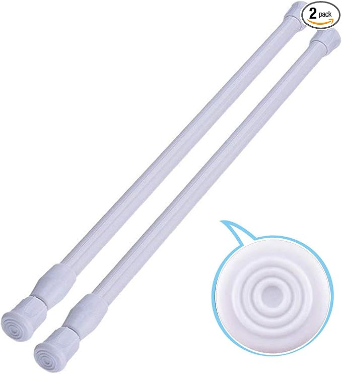 2 Pack Small Tension Rods 15.7 in to 28 Curtain Rods Window Rods in Extendable by HILLHOME
