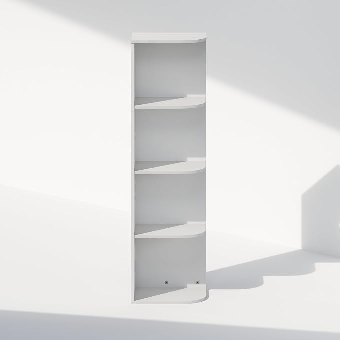Furinno Reed Corner Shelf, 4-Tier Corner Bookshelf, Book Shelf, Corner Shelves - Image 6
