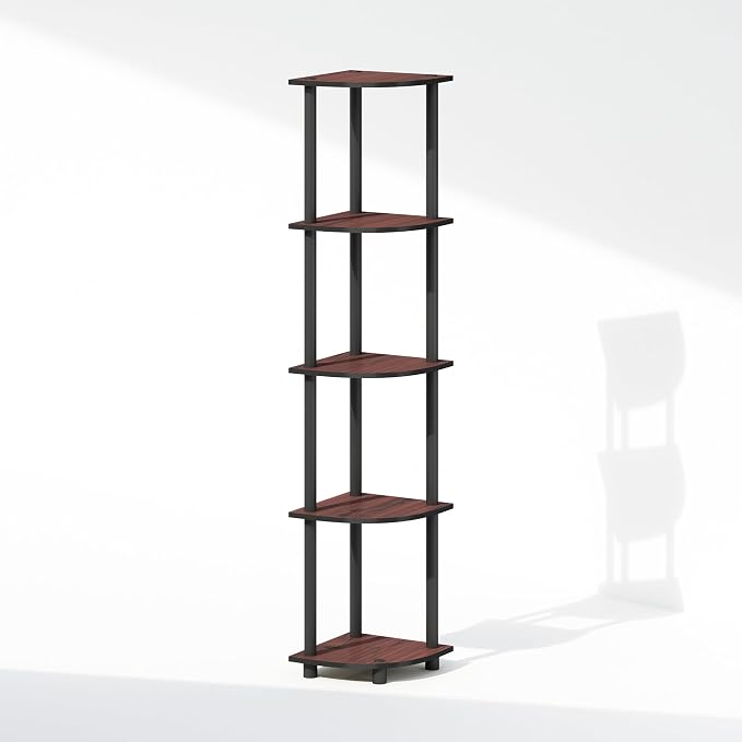 Furinno Turn-N-Tube Storage Shelves, 5-Tier Book Shelf, Corner Shelf, Toolless - Image 4