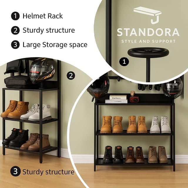 Motorcycle & Sports Helmet Rack & Gear Organizer – Fits 7 Helmets, Boots & - Image 5