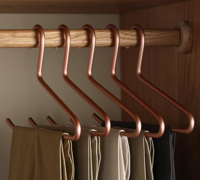 Premium Matte Gold Aluminum Pants Hanger 10 Pack, 13.7” Extra Smooth & Durable by WONQEXZ