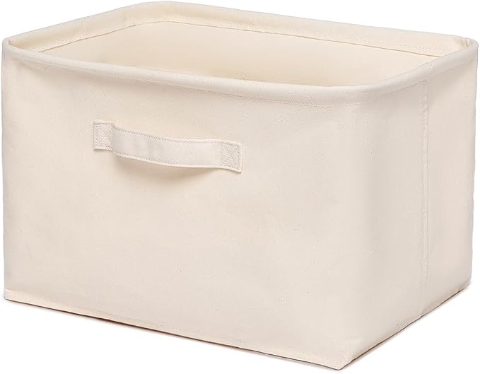 Foldable Storage Bins with Lids Cotton Canvas Rectangular Storage Box Ideal by YONBEN