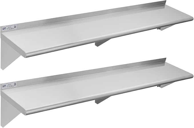 Hally Stainless Steel Shelf Wall Mounted Metal Shelf Wall Shelf 12 x 60 NSF by HallySinksTablesH