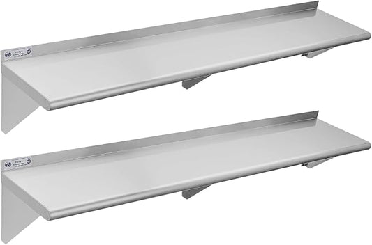 Hally Stainless Steel Shelf Wall Mounted Metal Shelf Wall Shelf 12 x 60 NSF by HallySinksTablesH