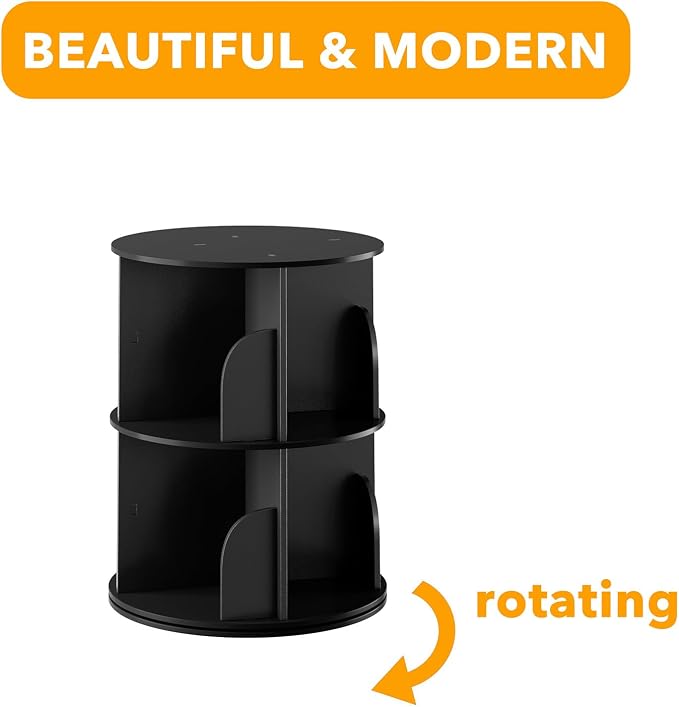 SpaceAid 2 Tier Rotating Bookshelf Tower, Spinning Bookcase Lazy Susan - Image 7
