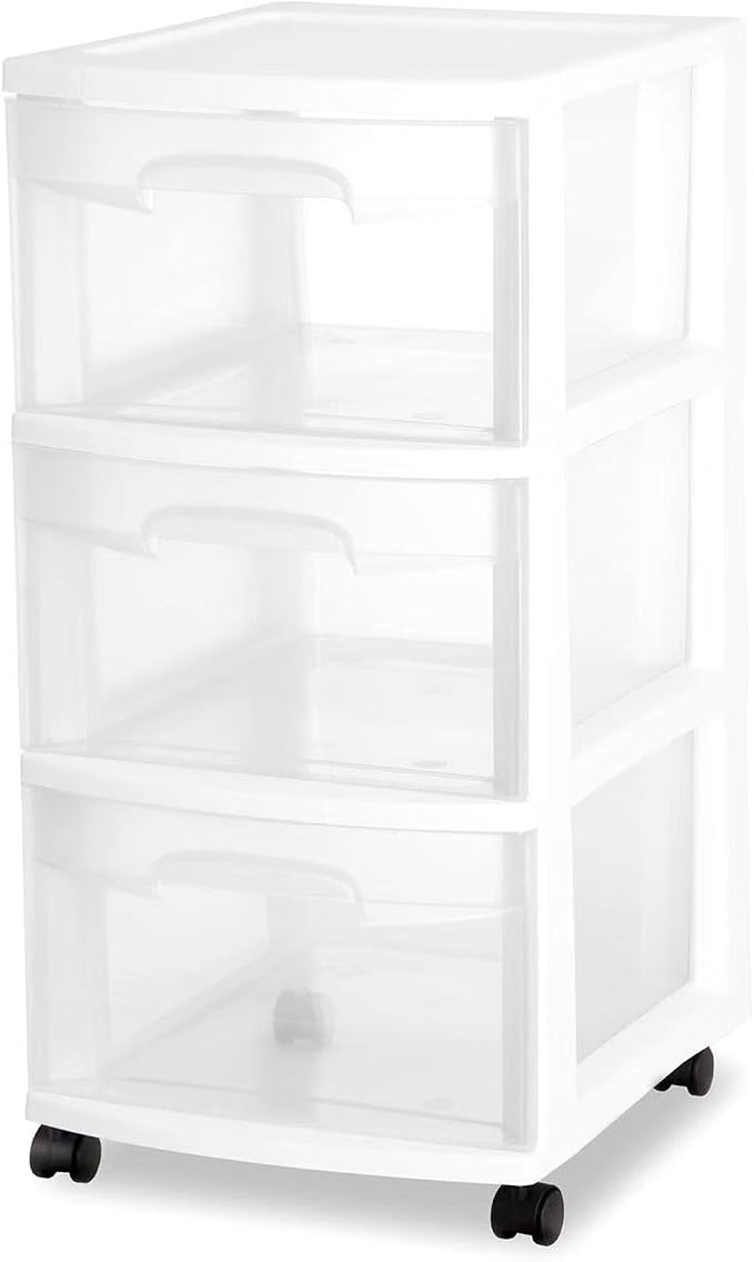 3 Drawer Rolling Plastic Storage Cart by Unknown