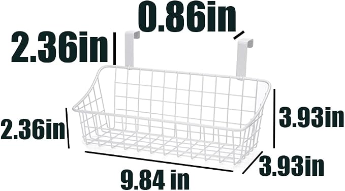 LeleCAT White Basket with hook Grid Storage Basket, Hang it behind a door or on - Image 2