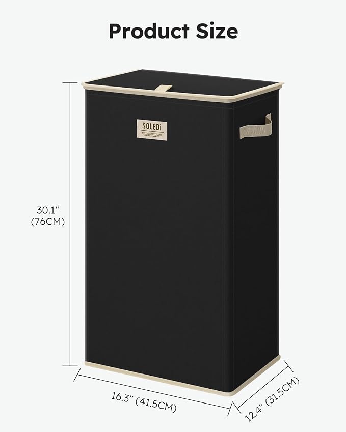 SOLEDI Laundry Hamper with Lid 100L Large & Tall Collapsible Laundry Basket - Image 7