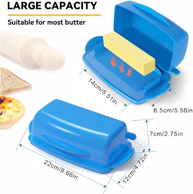 Butter Dishes with Lid for Countertop Refrigerator, Plastic Butter Dish Clear - Image 6