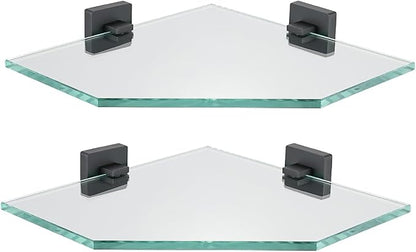 JQK Corner Glass Shelf Black, Bathroom 304 Stainless Steel Shower Triangle by Homeimprovement