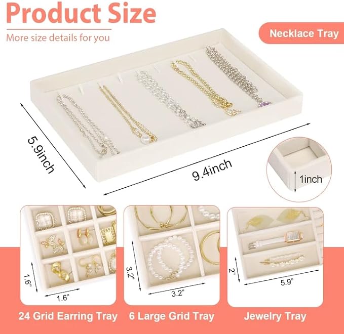 Cirhy Velvet Jewelry Drawer Organizer Trays – Stackable Jewelry Trays - Image 7