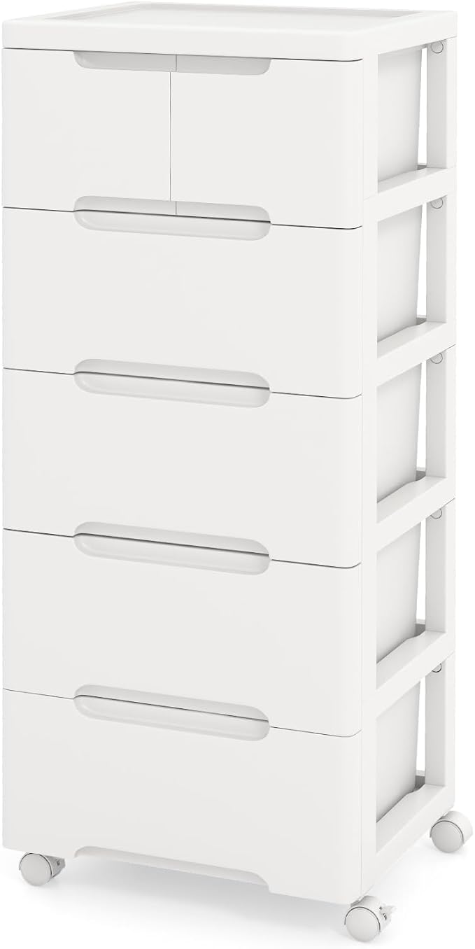 LOKO 6-Drawer Plastic Rolling Storage Cart | Mobile Storage Cabinet | Vertical by LOKO
