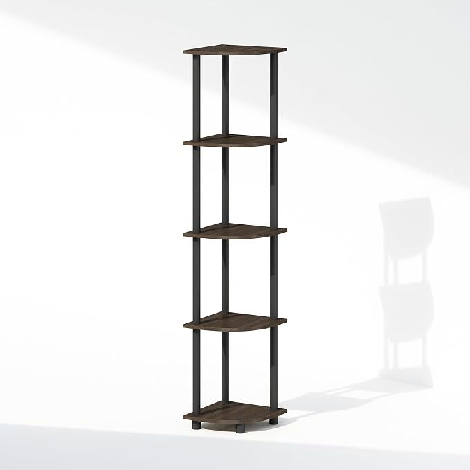 Furinno Turn-N-Tube Storage Shelves, 5-Tier Book Shelf, Corner Shelf, Toolless - Image 4