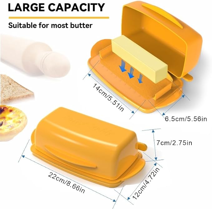 Butter Dishes with Lid for Countertop Refrigerator, Plastic Butter Dish Clear - Image 6