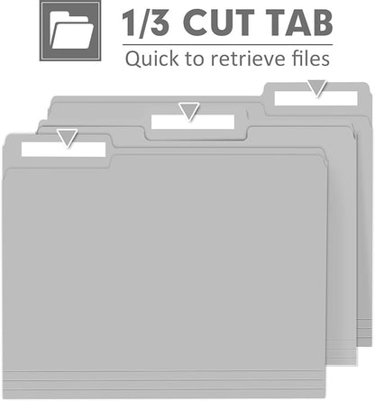 File Folder, PANDRI 120 Pack File Folder, 1/3 Cut Tab, Letter Size, Filing - Image 3