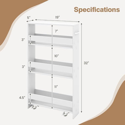 Slim Storage Cart, 4 Tier Narrow Storage Cabinet Between Washer and Dryer - Image 9