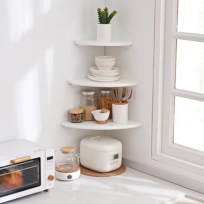 Corner Shelf, Round End Wall Mount Display Shelf - Image 4