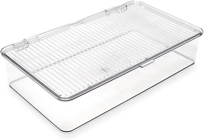 Isaac Jacobs Small Stackable Organizer Bin w Hinged Lid Clear Storage Box Home by IsaacJacobs