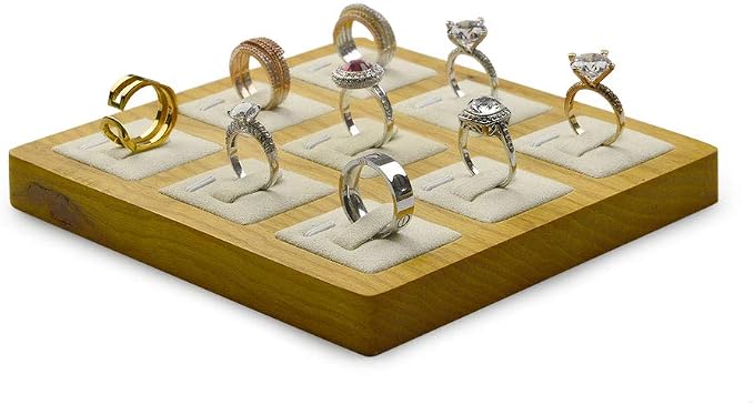 Jewelry Tray Solid Wood Display Stand Ring Storage Jewelry Ring Display Props by Woodten
