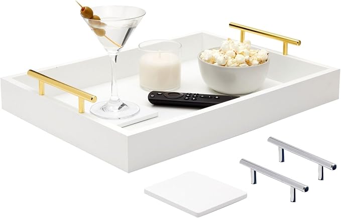 Juvale Ottoman Tray with Coasters & Interchangeable Gold & Silver Handles by Juvale