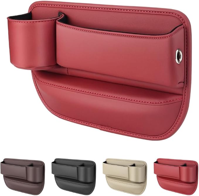 Car Leather Cup Holder Gap Bag, 2025 Upgrade Car Storage Box by ANYSENTHome