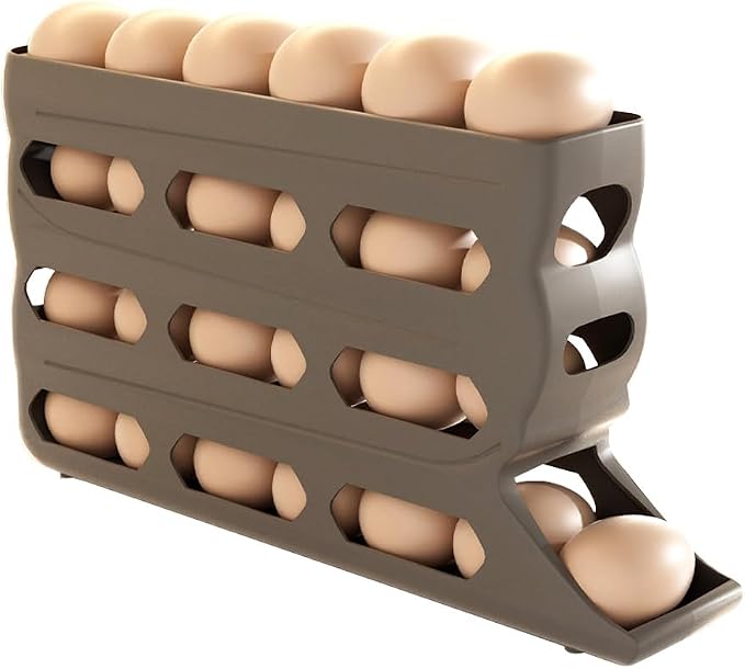 4-Tier Refrigerator Egg Holder, Automatic Gravity-Fed Rolling Egg Dispenser by Unknown