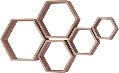 Hexagon Shelves, Floating Wall Shelf, Honeycomb Octagon Cube Shelves Wood | - Image 8