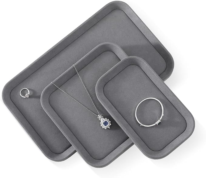 Jewelry Display, Yinbeini Microfiber Valet Tray, Luxury Jewelry Drawer Organizer - Image 5