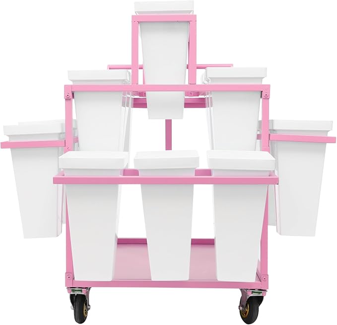 Flower Display Stand Cart With 18 Buckets Plant Rack Storage Organizer with - Image 8