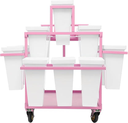 Flower Display Stand Cart With 18 Buckets Plant Rack Storage Organizer with - Image 8