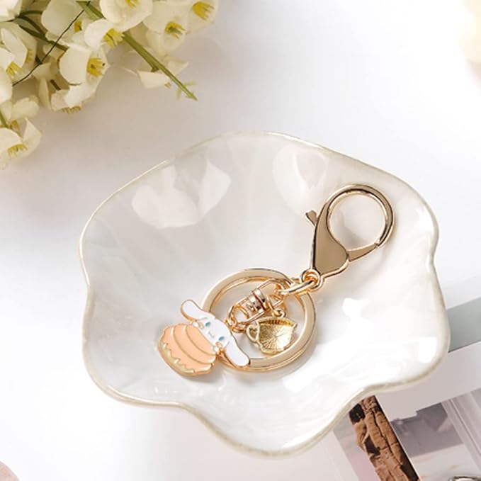 JAMEND CLXP Lotus Leaf Shape Ring Holder Dish, Small Key Bowl, Ceramic Trinket by JAMEND+CLXP
