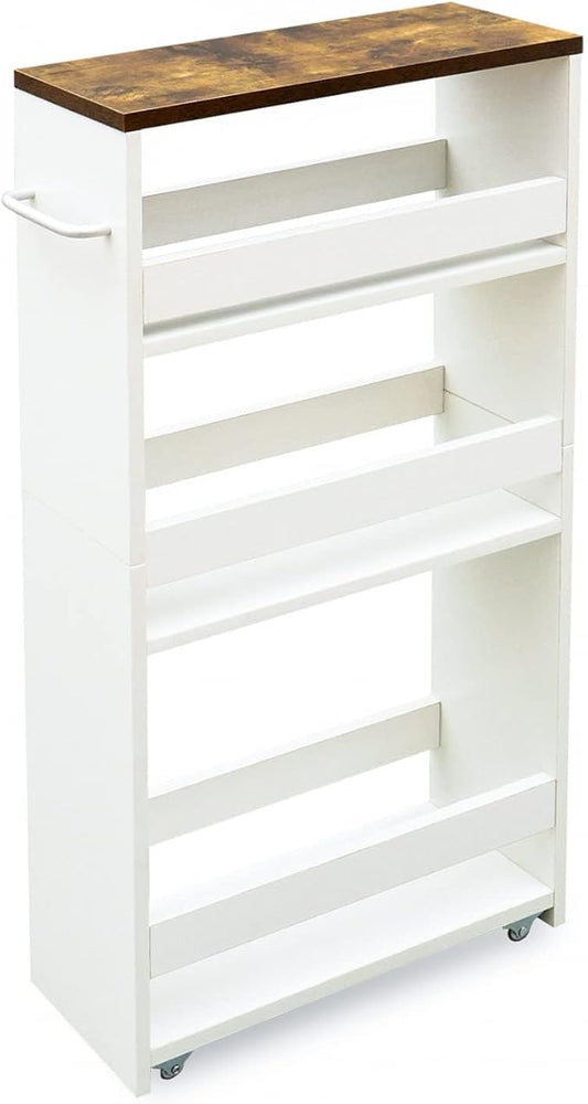 TEAMIX 4 Tier White Slim Storage Cart by TEAMIX