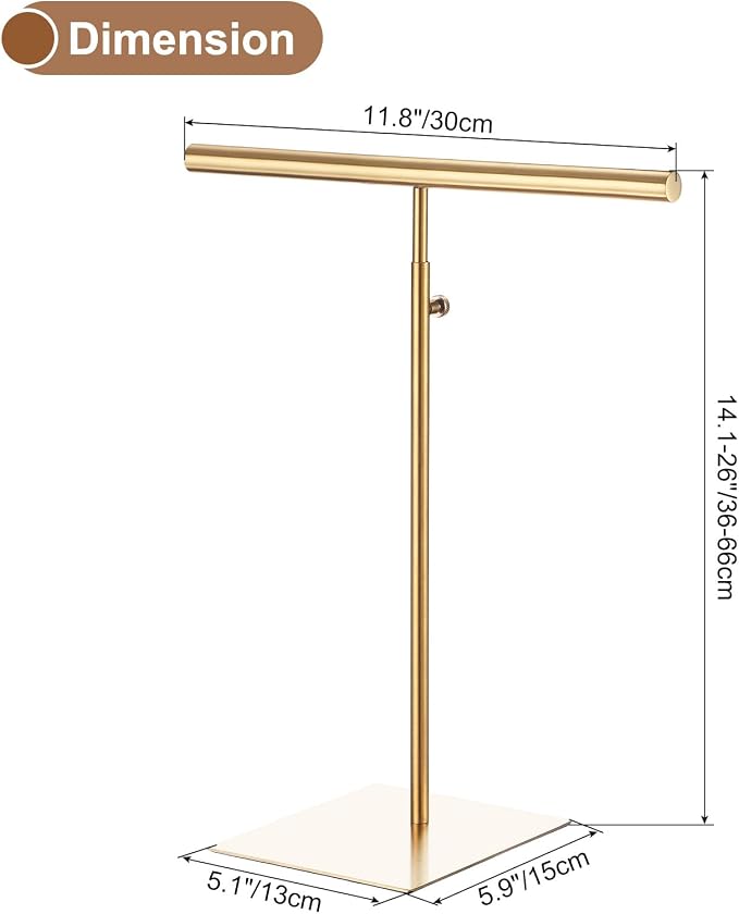uxcell Necklace Display Stand Adjustable Height Jewelry Rack T Bar Tabletop - Image 2